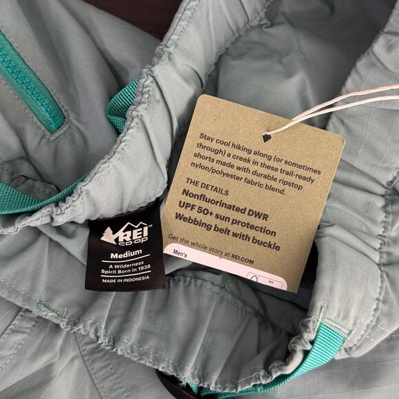 REI Trailmade Amphib Shorts Mens Medium Belted Ripstop Hiking Swim Tundra Teal M - Picture 3 of 10